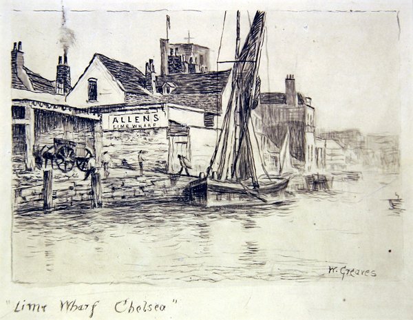 Lime Wharf, Chelsea door Walter Greaves