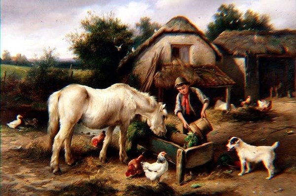 Een boerenerf in Devonshire door Walter Hunt