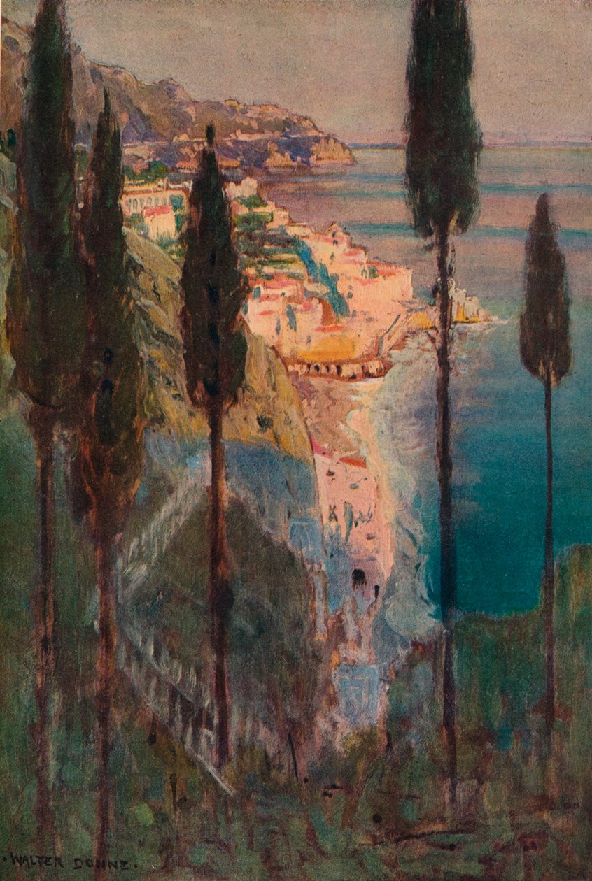Avondschaduwen, Amalfi, ca. 1887-1906, 1906-7 door Walter J Donne