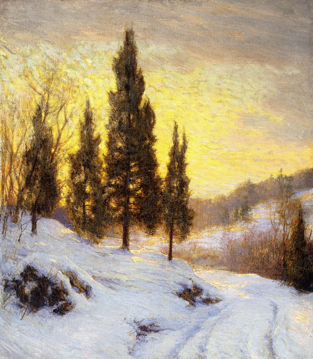 Winter Zonsondergang door Walter Launt Palmer