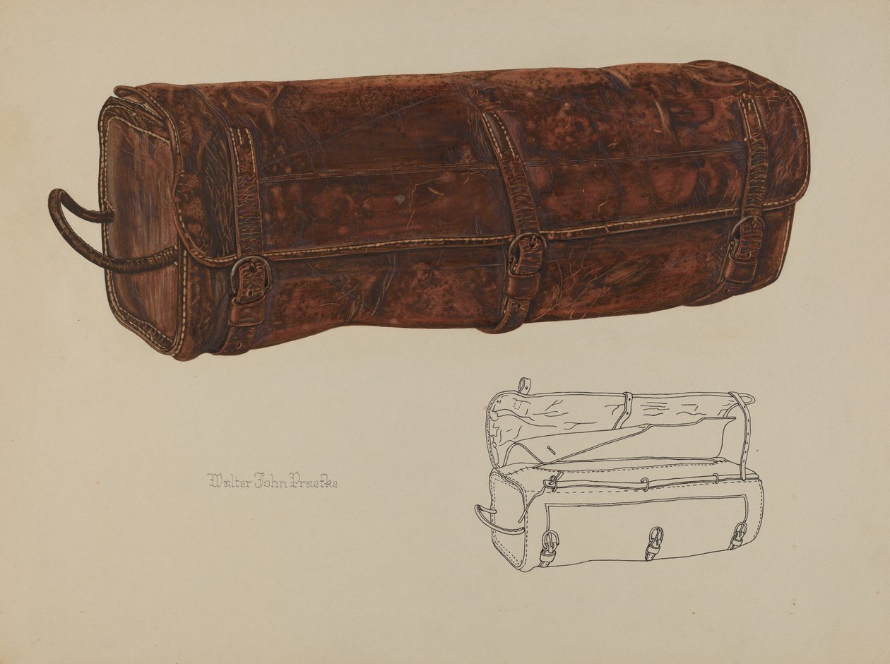 Leren postzak, ca. 1938 door Walter Praefke