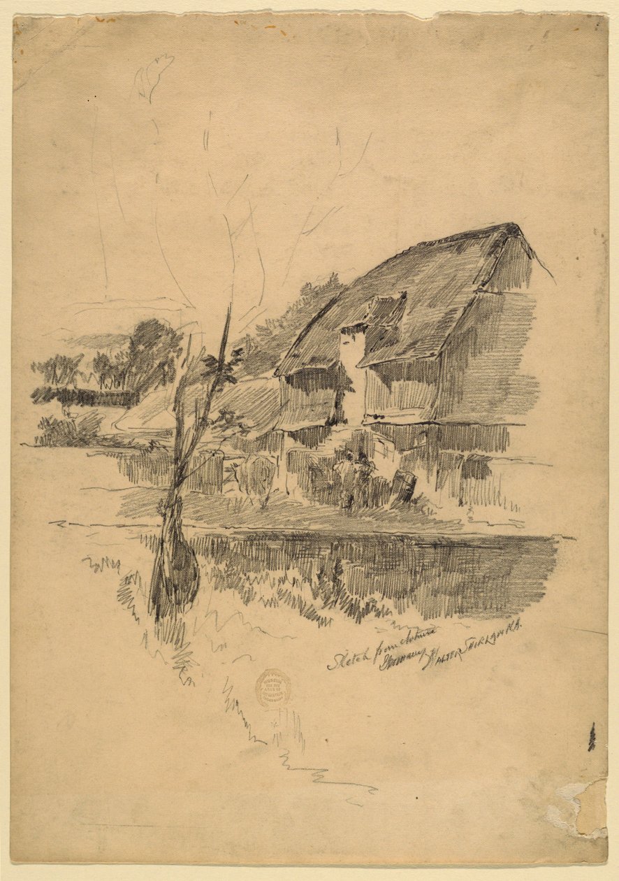 Boerderijgebouwen, Duitsland door Walter Shirlaw