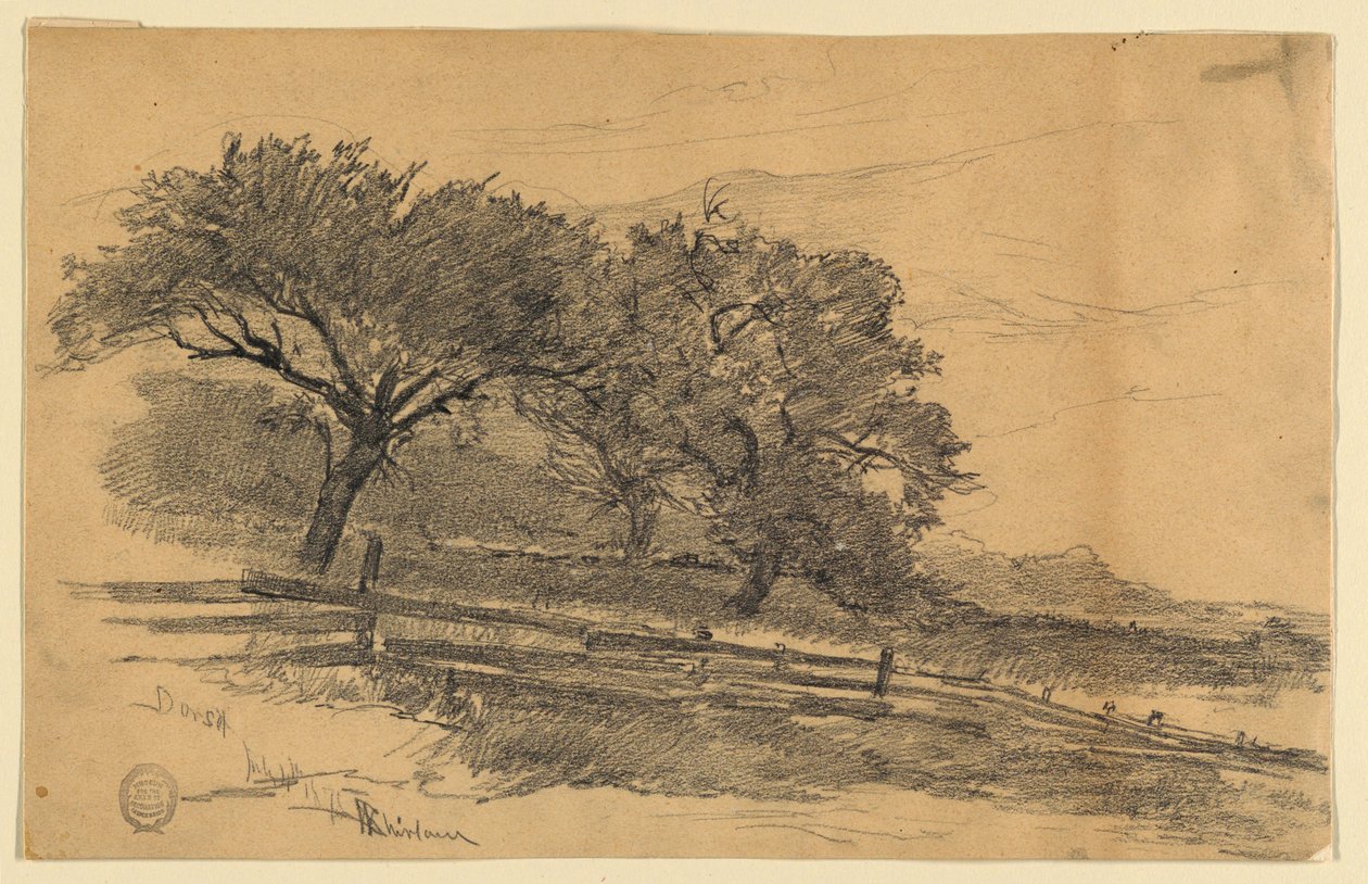 Landschap in Dorset, Vermont door Walter Shirlaw