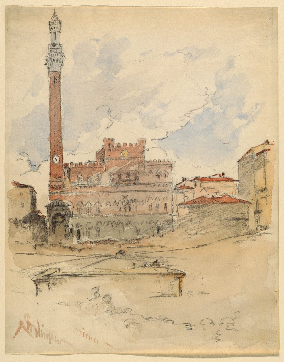 Palazzo Pubblico, Siena door Walter Shirlaw