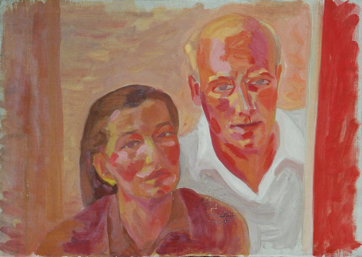 Zelfportret met vrouw Grete door Walther Gamerith