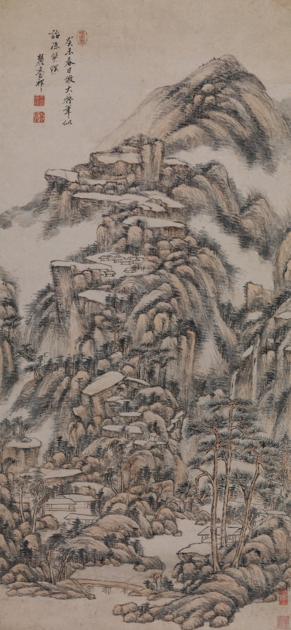 Landschap in de stijl van Huang Gongwang door Wang Yuanqi
