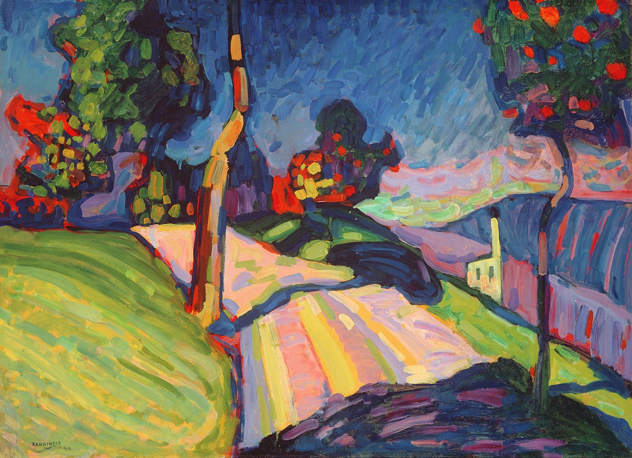 Herfstlandschap, Murnau, 1908 door Wassily Kandinsky
