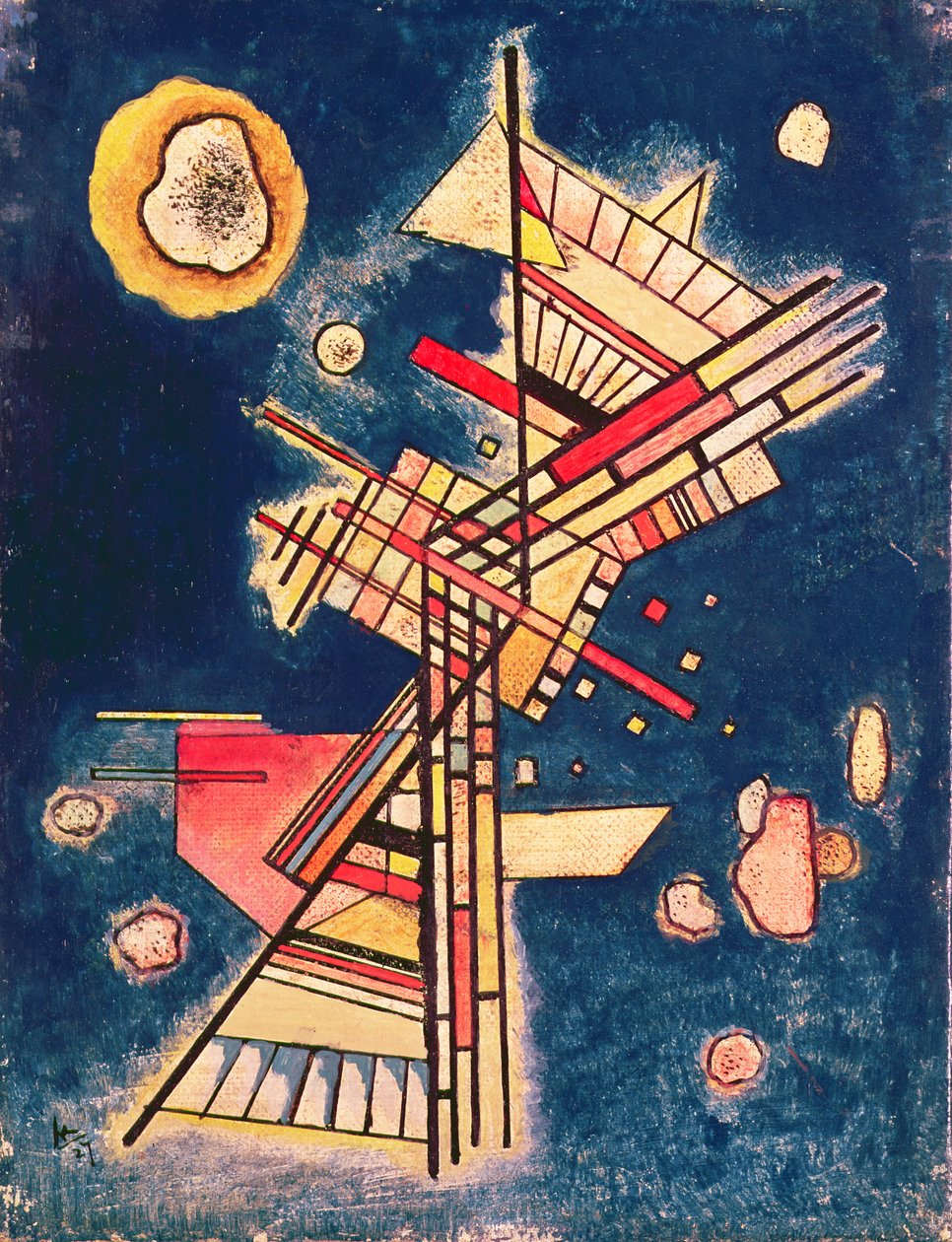 Compositie met een Blauwe Achtergrond, 1927 door Wassily Kandinsky