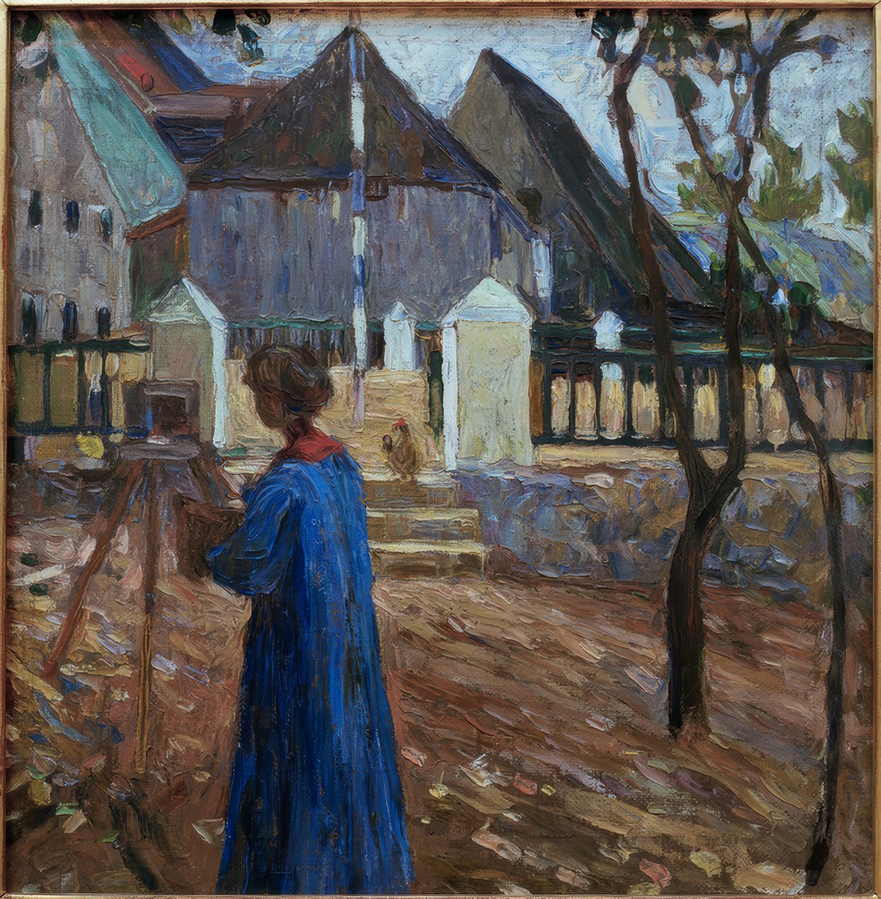 Kallmünz – Gabriele Münter aan het schilderen II door Wassily Kandinsky