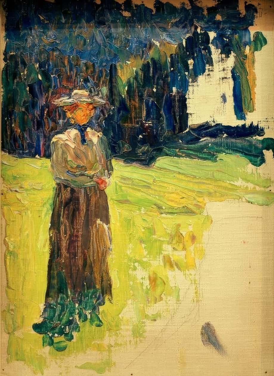 Kochel – Staande Dame aan de Bosrand door Wassily Kandinsky
