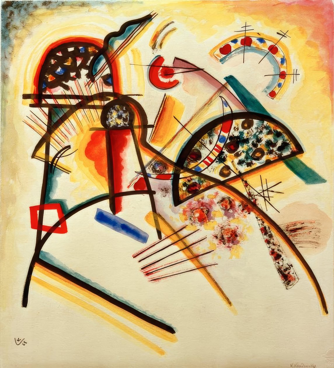 Compositie (overwegend rood, geel, zwart) door Wassily Kandinsky