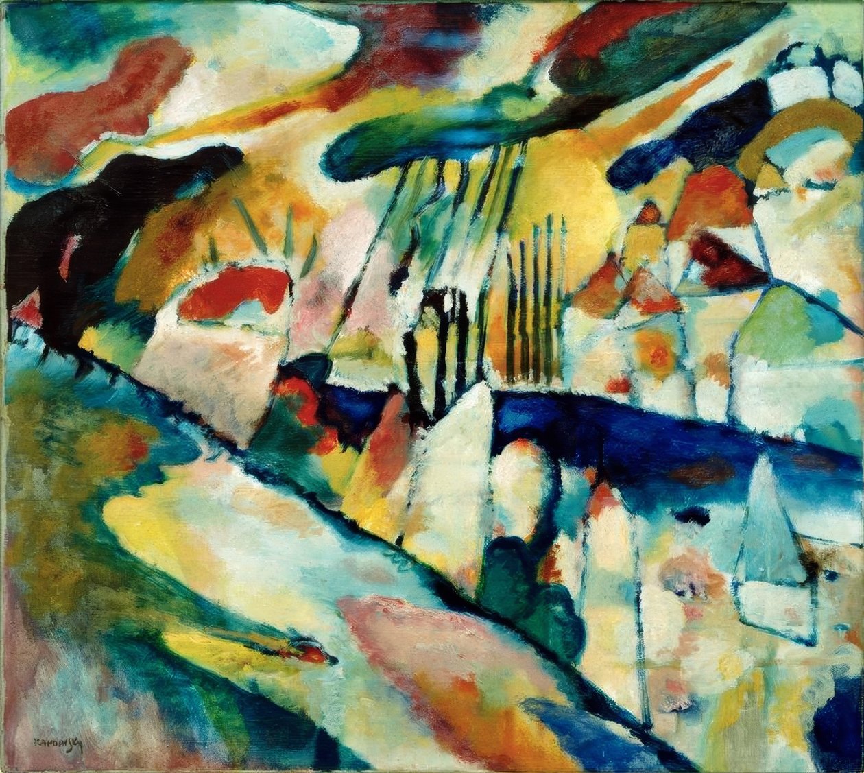 Landschap met regen door Wassily Kandinsky