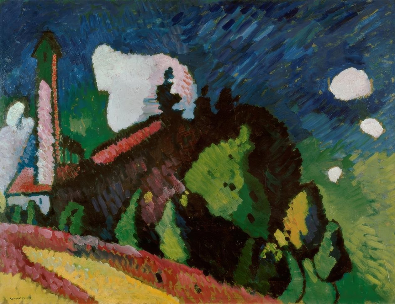 Landschap met toren door Wassily Kandinsky