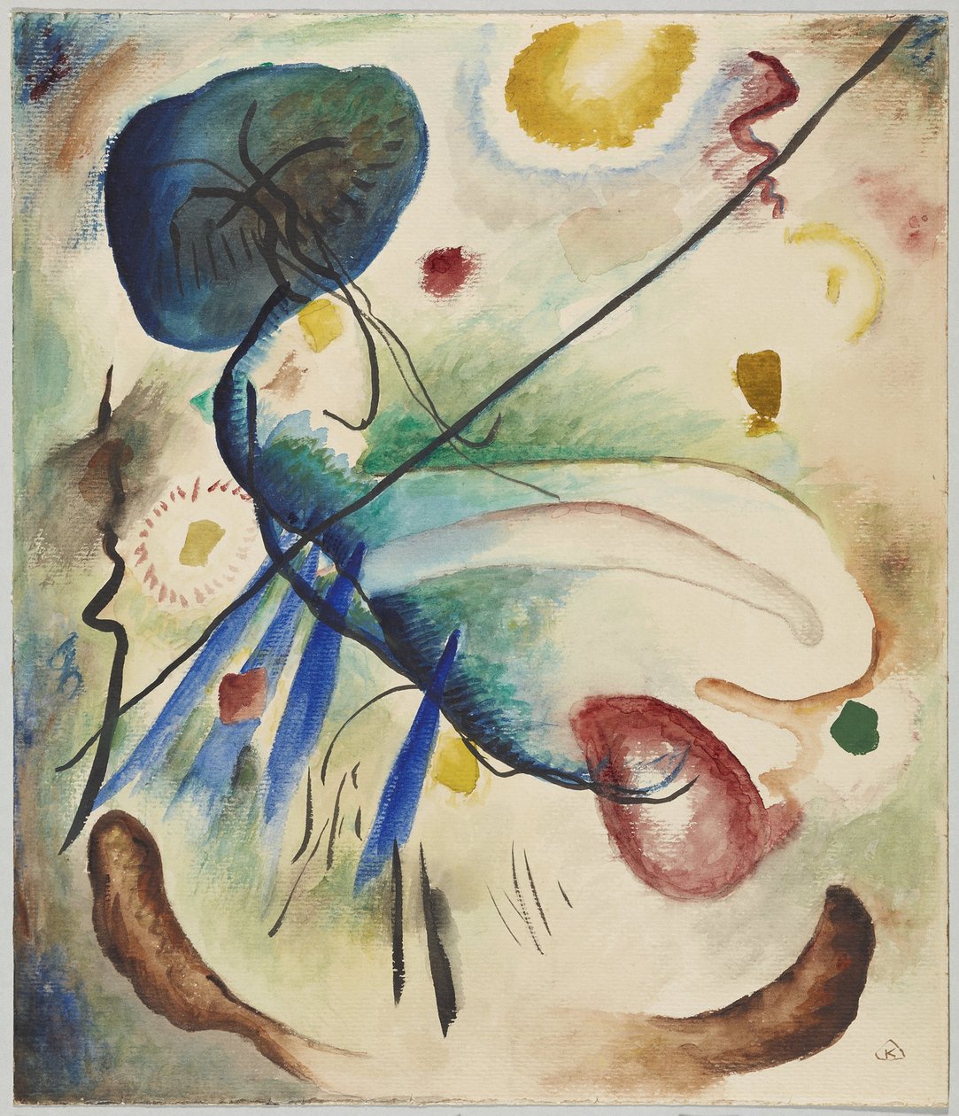 Aquarel met lijn door Wassily Kandinsky