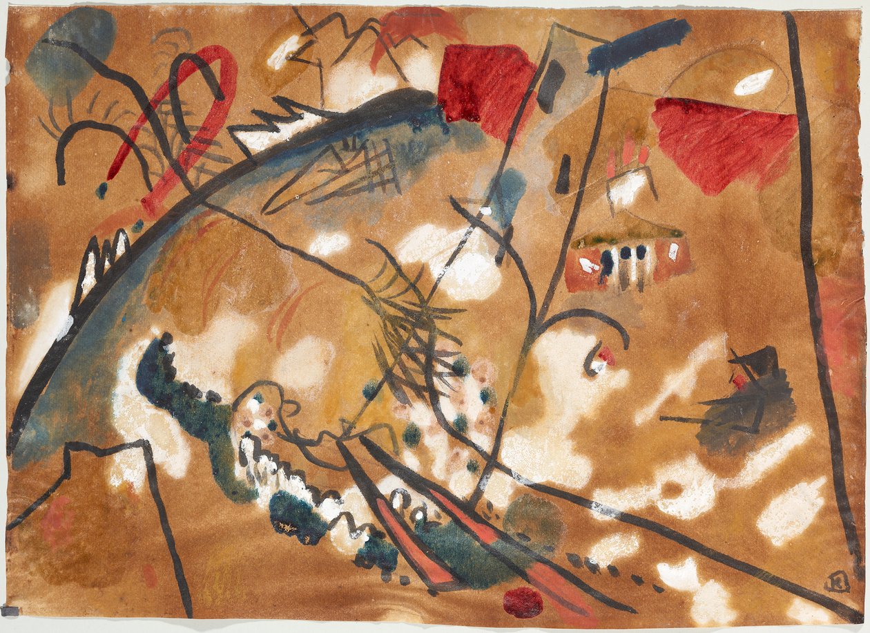Ontwerp voor "Improvisatie 24 (Troika II)" door Wassily Kandinsky