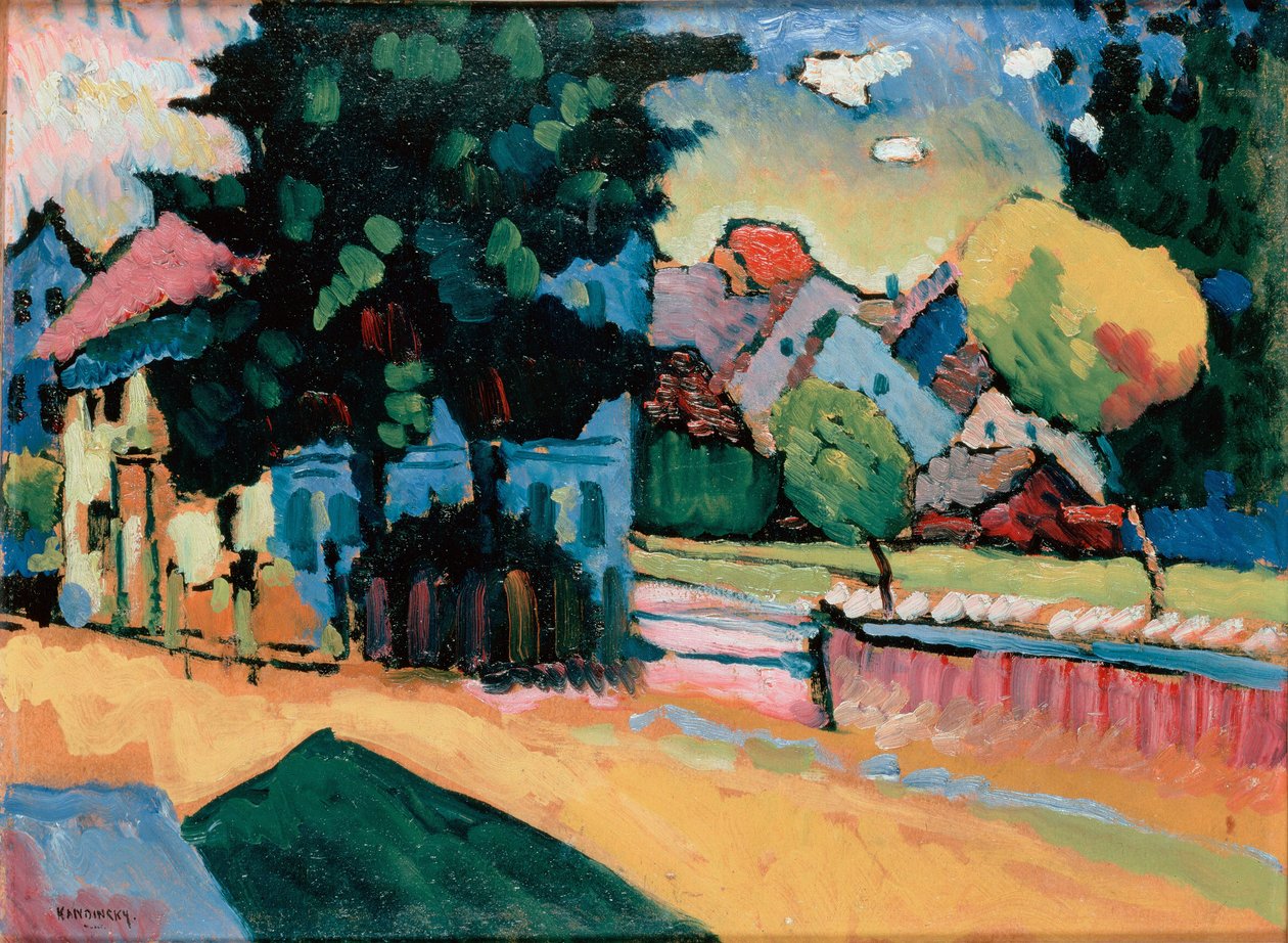 Landschap met een groen huis door Wassily Kandinsky