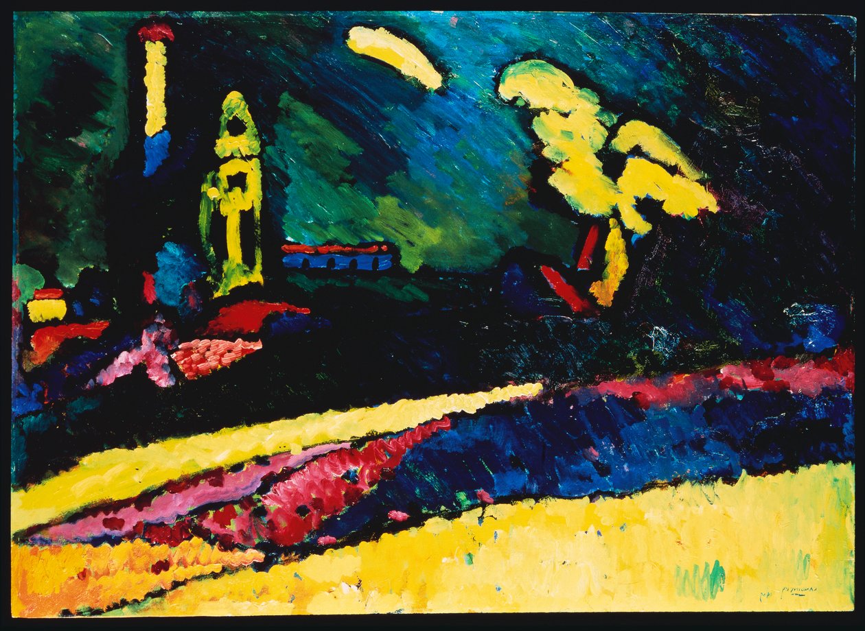 Murnau, Landschap met Kerk I door Wassily Kandinsky