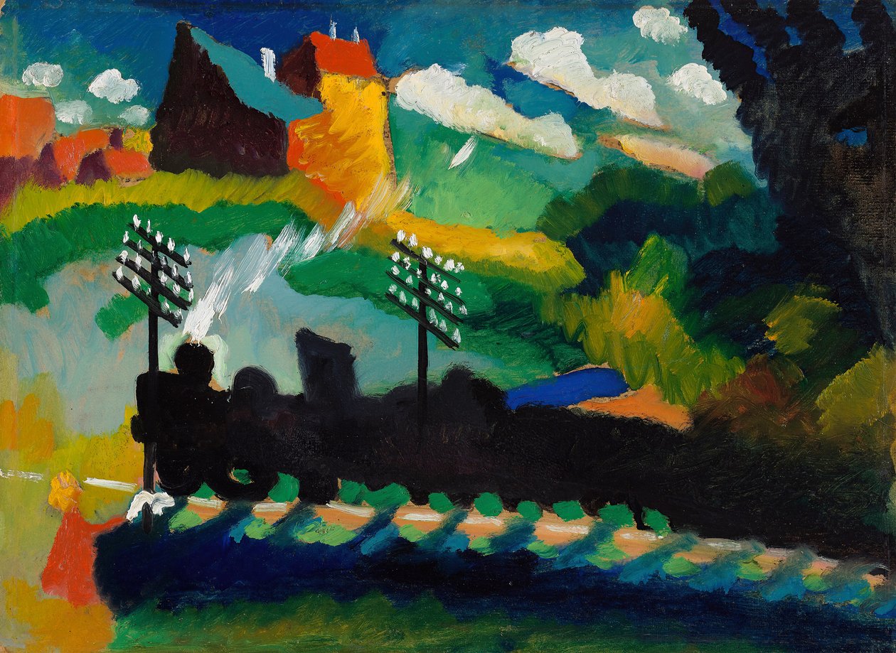 Spoorweg bij Murnau, 1909 door Wassily Kandinsky