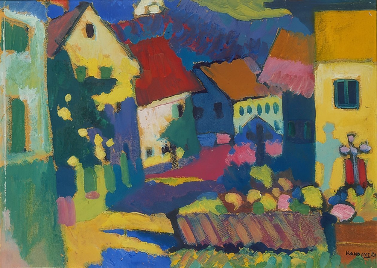 Straat in Murnau door Wassily Kandinsky
