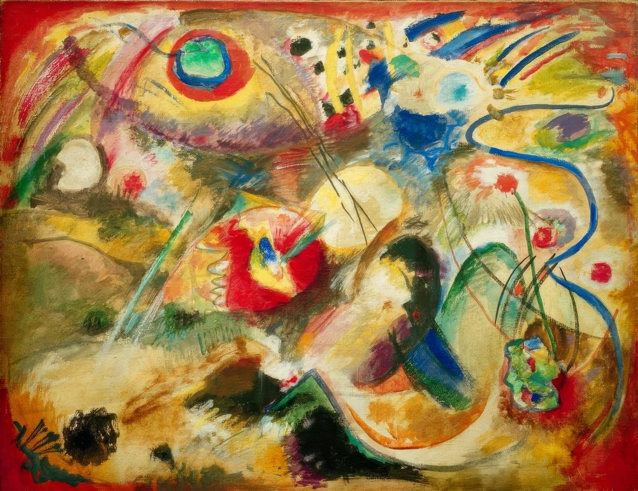 Naamloos schilderij (Zondvloed) door Wassily Kandinsky