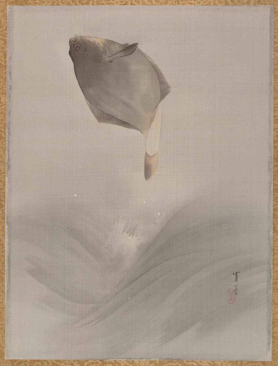 Springende vis, ca. 1887 door Watanabe Seitei