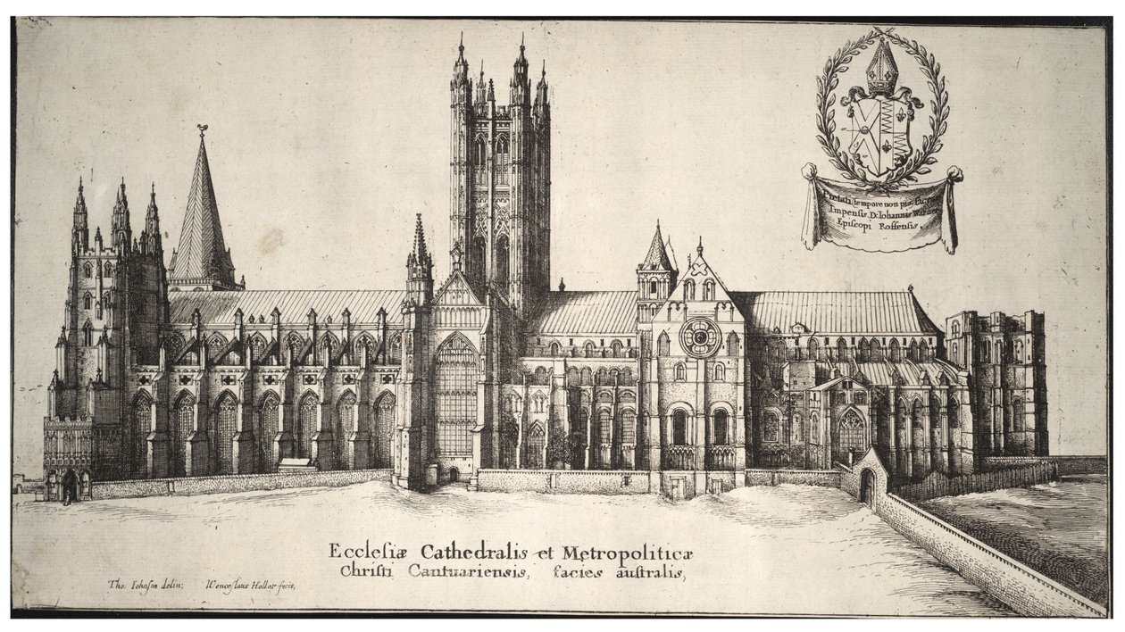 Kathedraal van Canterbury, zuidzijde door Wenceslaus Hollar