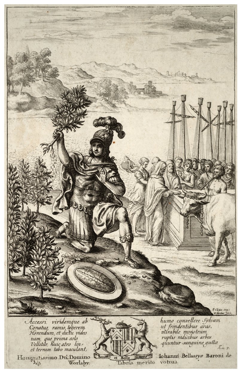 Aeneas landt in Thracië. Staat 2 door Wenceslaus Hollar