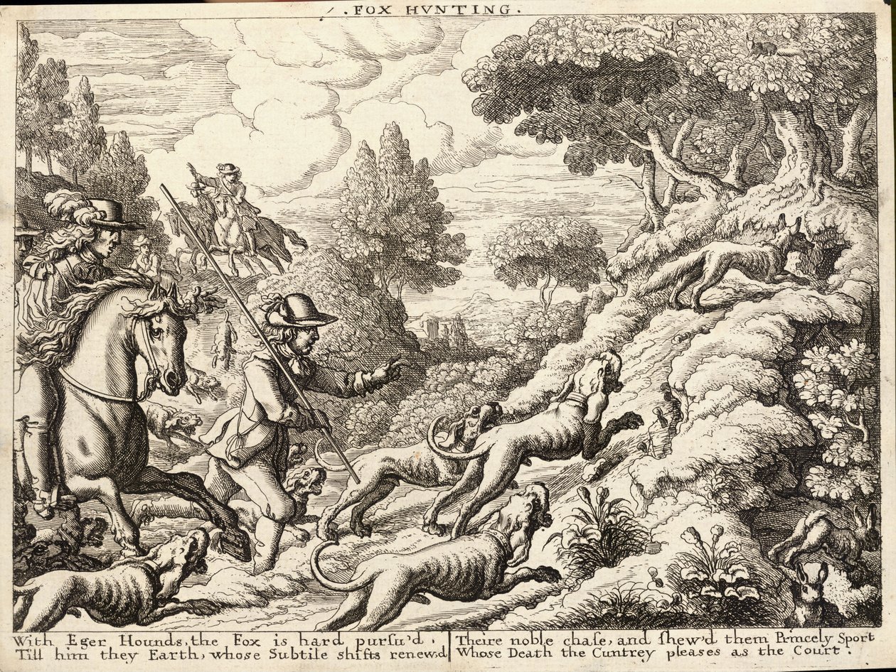 Vossenjacht door Wenceslaus Hollar