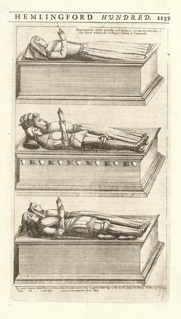 Frevill en Ferrers (monument) door Wenceslaus Hollar
