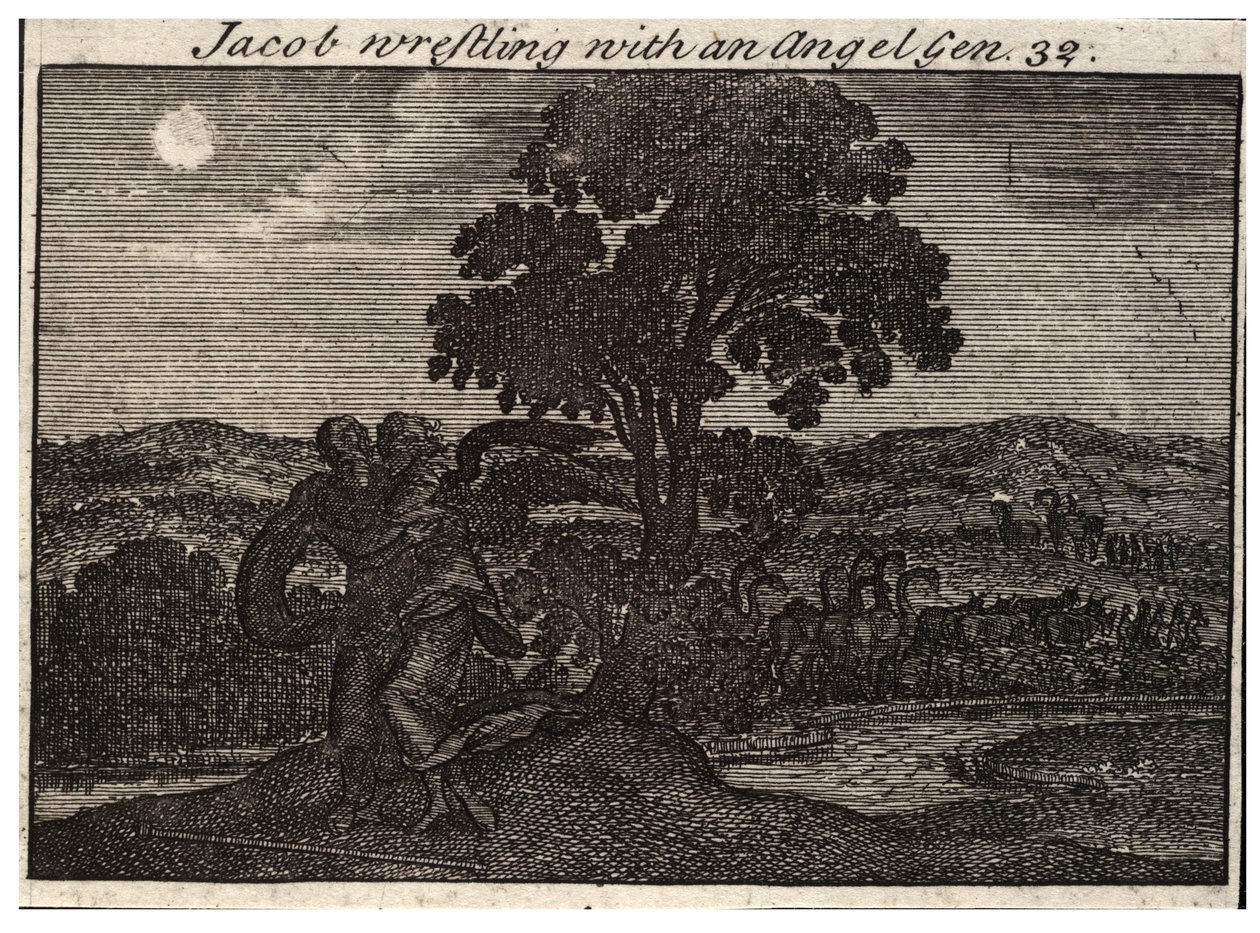 Jacob worstelt met de engel door Wenceslaus Hollar