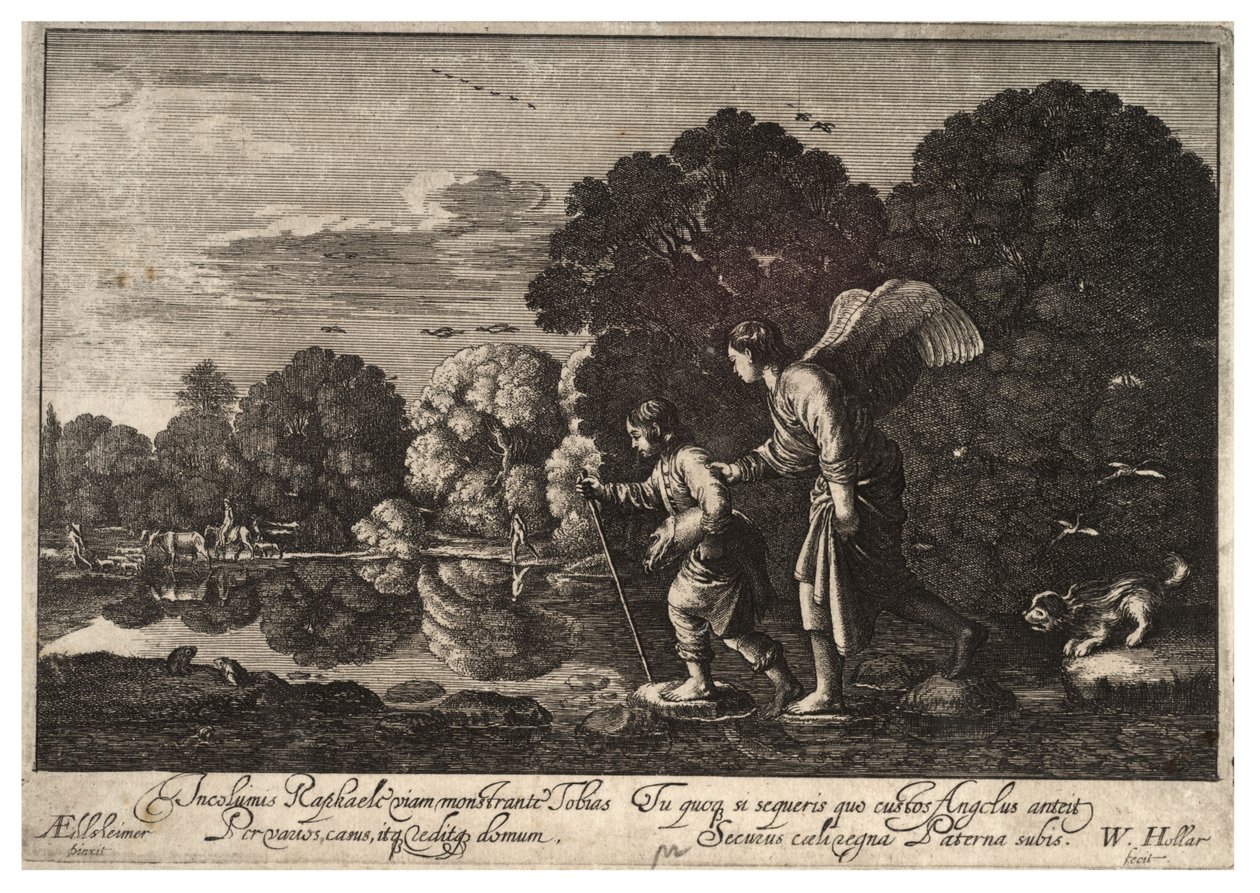 Tobias en de Engel. Staat 2 door Wenceslaus Hollar