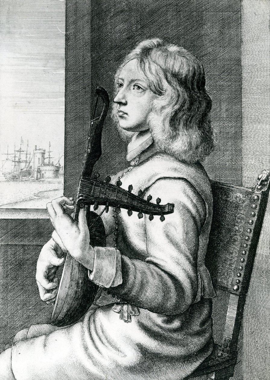 Barok Luitspeler door Wenceslaus Hollar