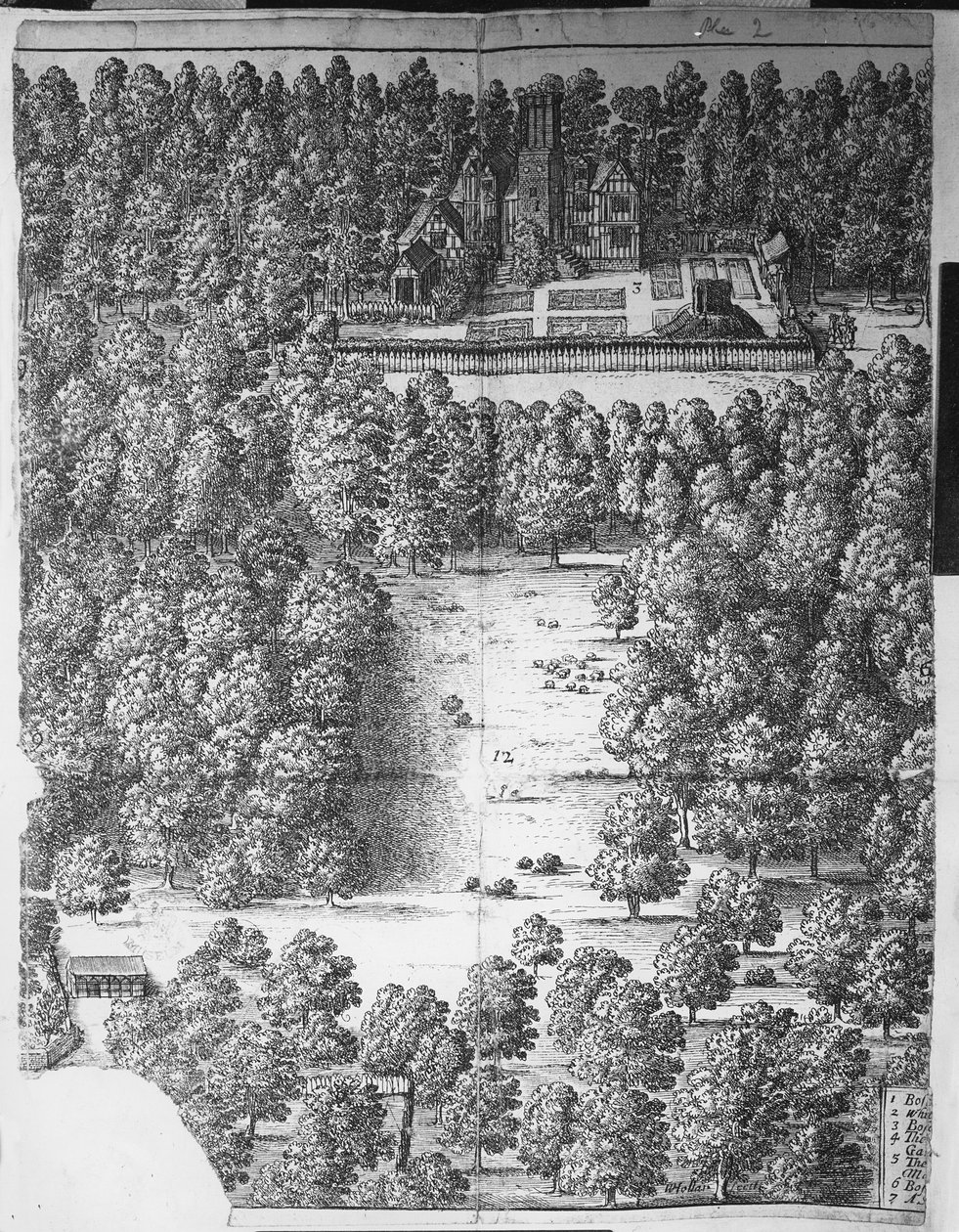 Boscobel House en Park, 1651 door Wenceslaus Hollar