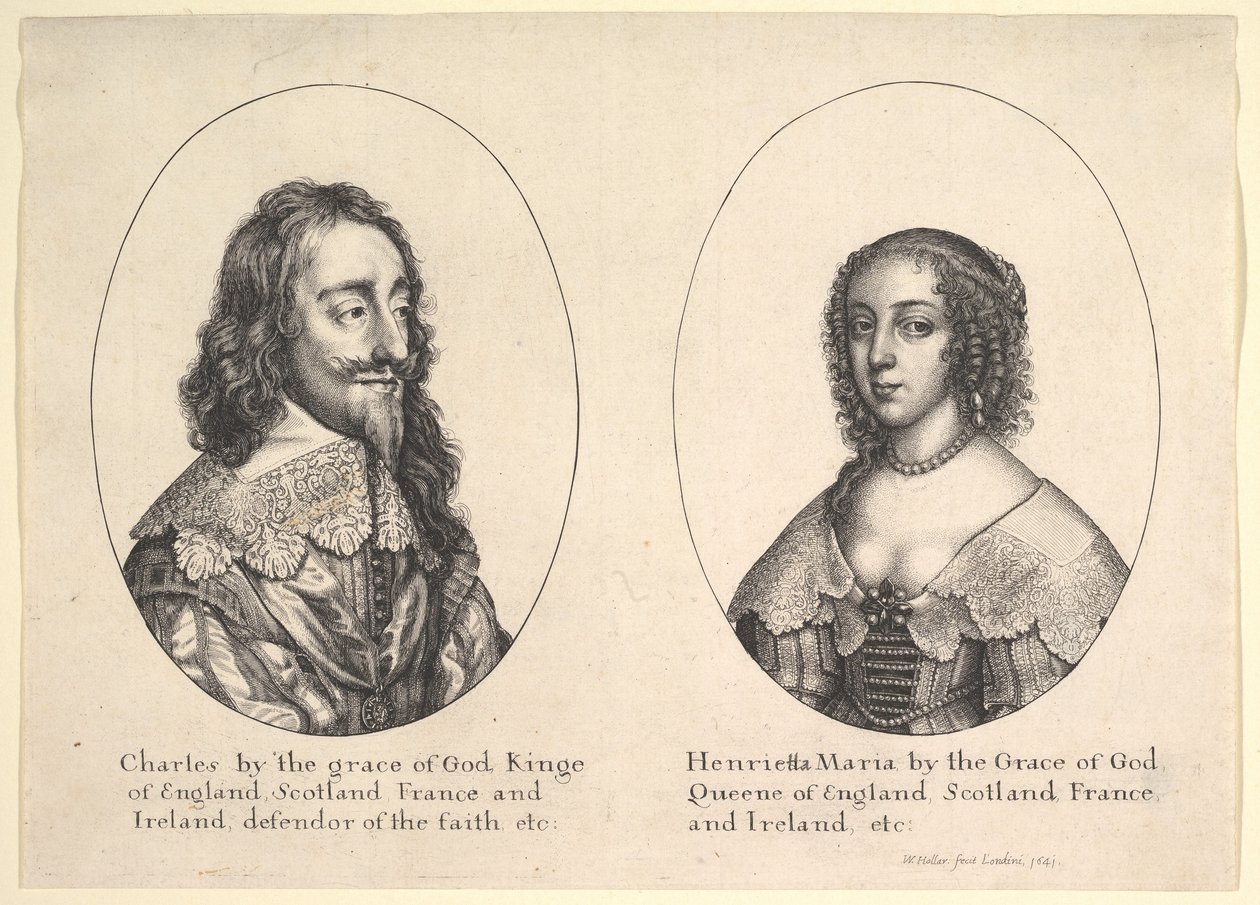 Karel I en Henrietta Maria door Wenceslaus Hollar
