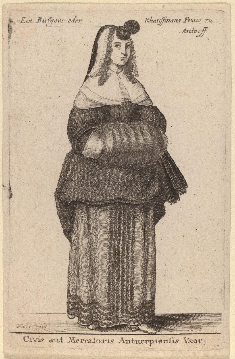 Ciuis aut Mercatoris Antuerpiensis Vxor door Wenceslaus Hollar