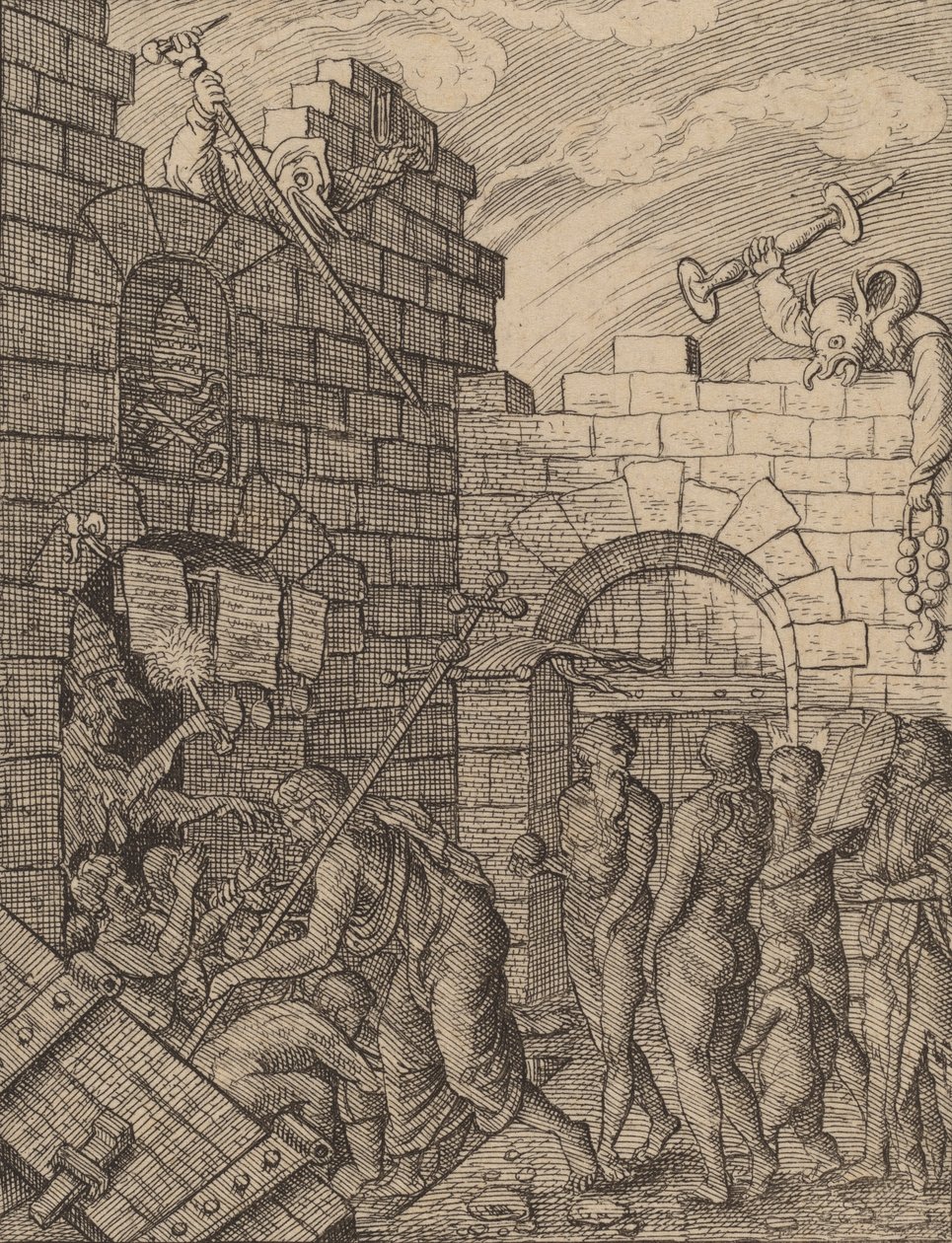 Nederdaling in de hel door Wenceslaus Hollar