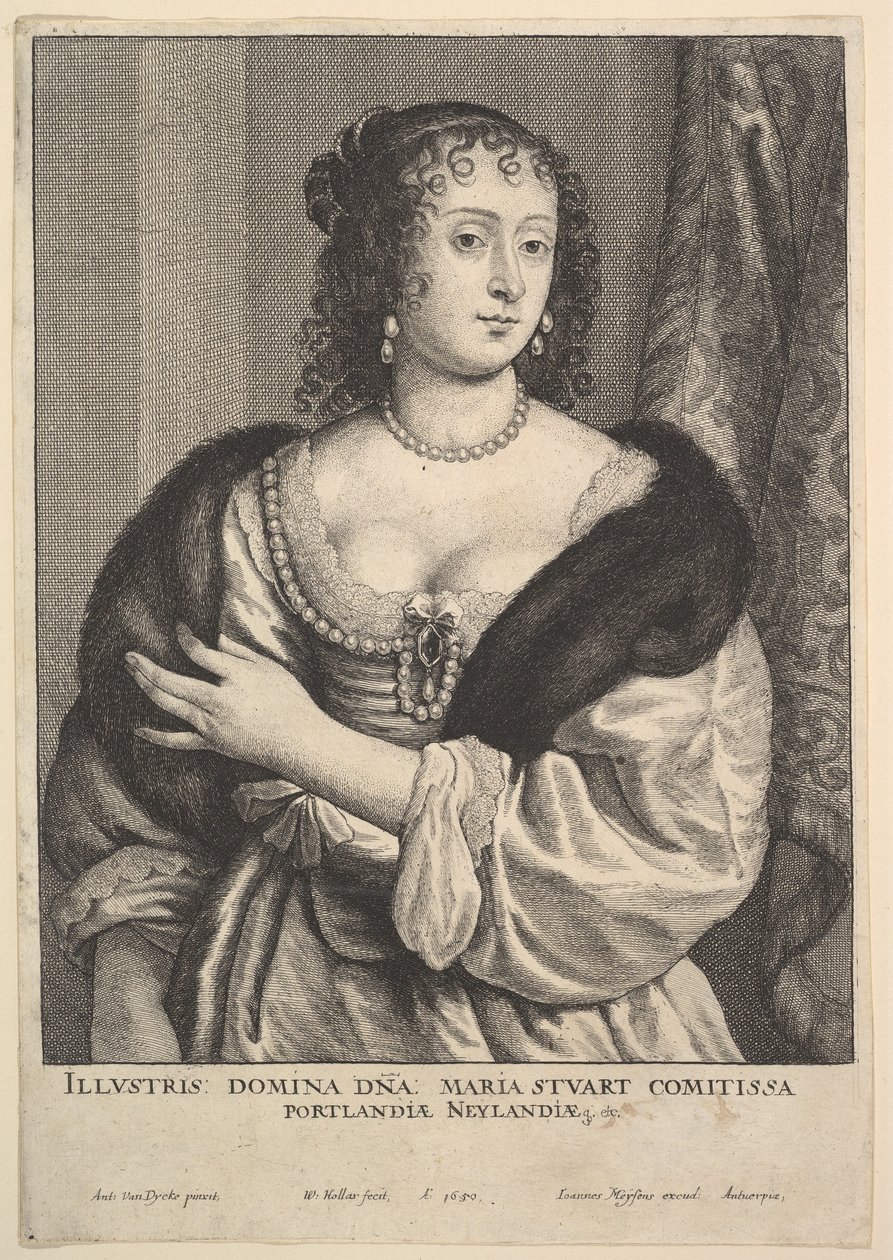 Frances Stuart, gravin van Portland, 1650 door Wenceslaus Hollar