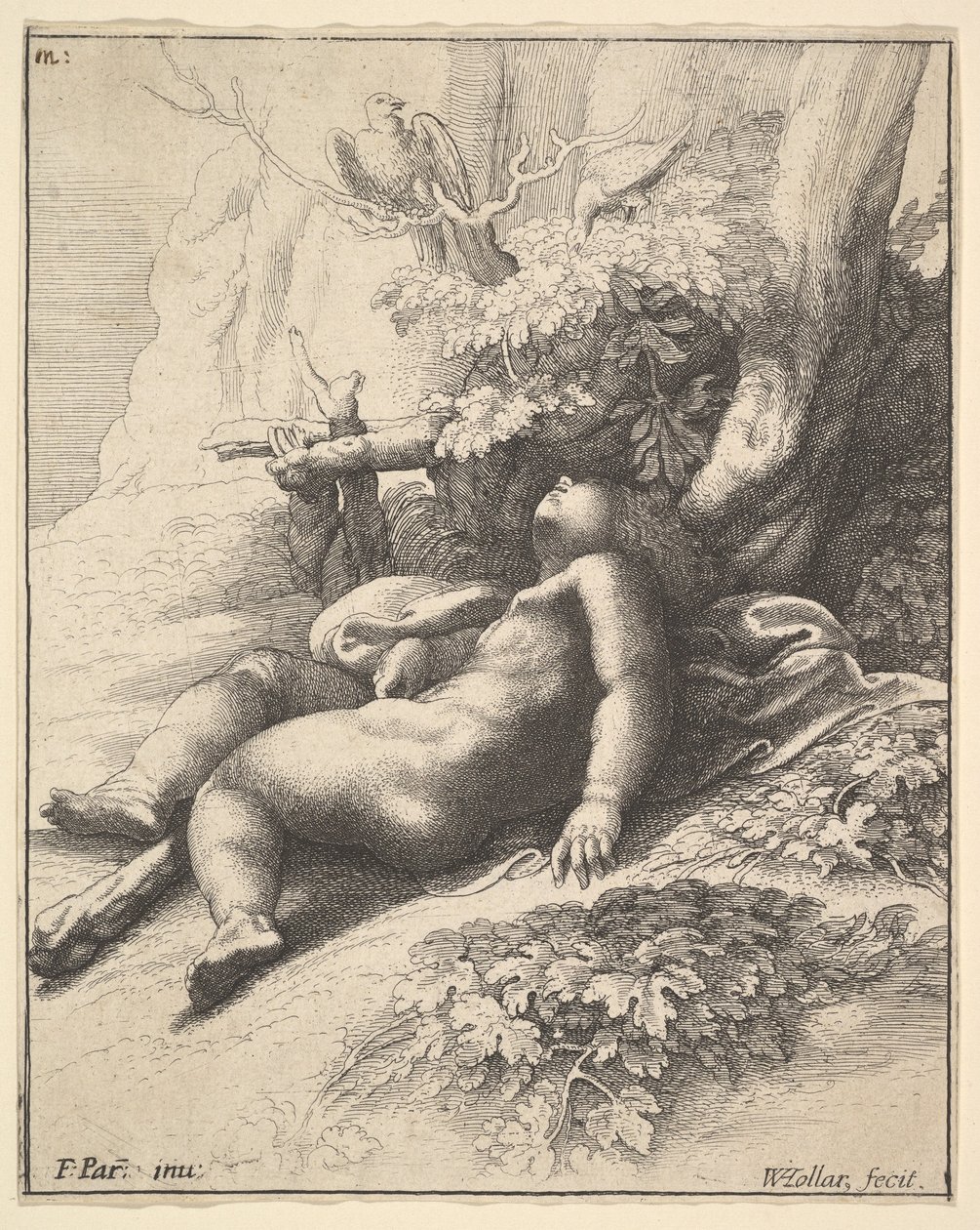 Slapende Hercules als Kind door Wenceslaus Hollar