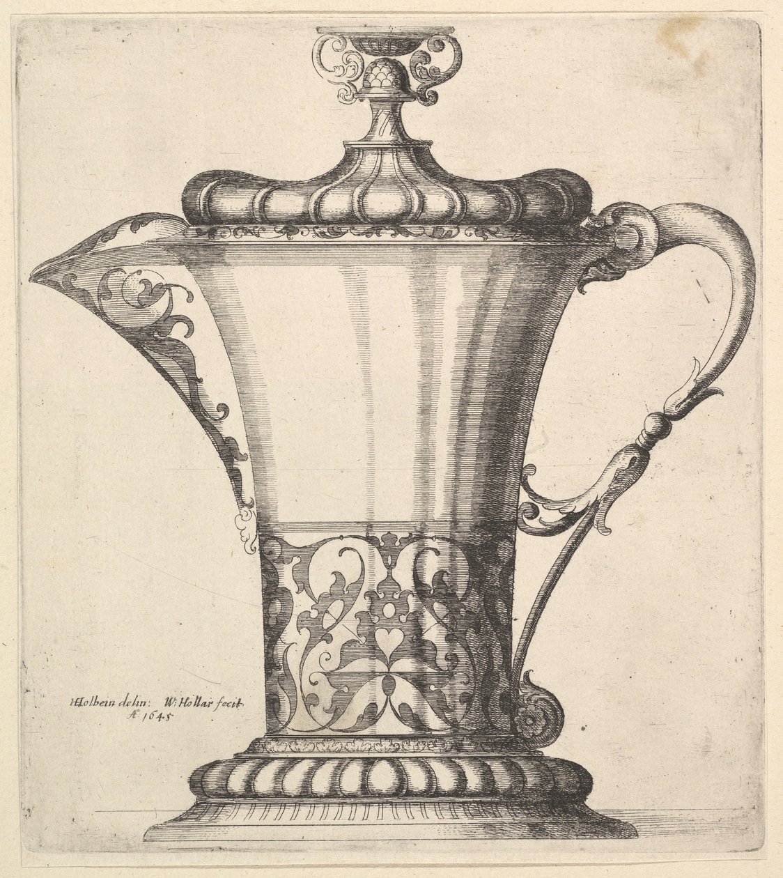 Kan met brede tuit door Wenceslaus Hollar