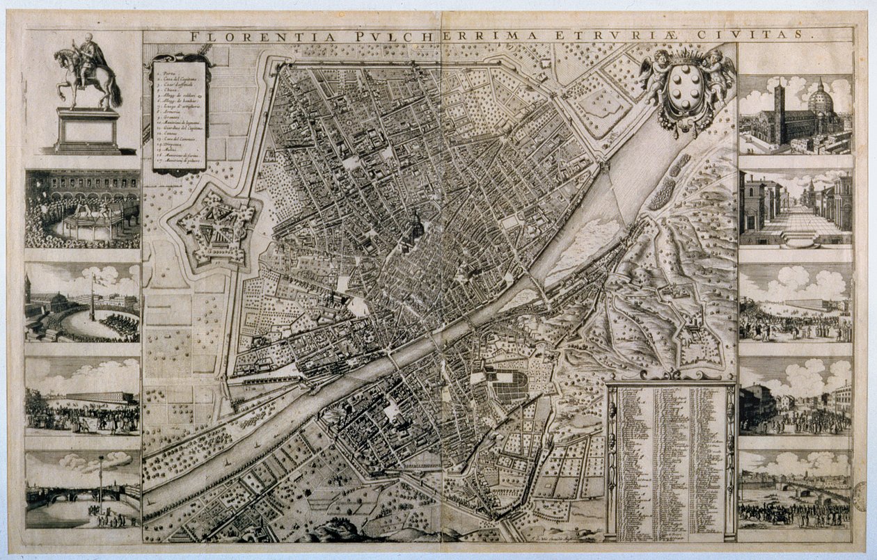 Kaart van de Stad Florence door Wenceslaus Hollar