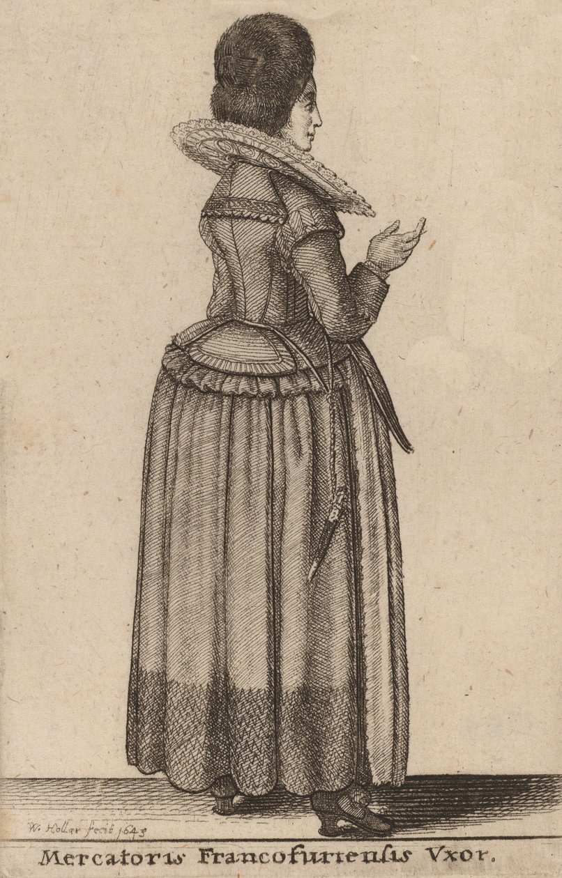 Mercatoris Francofurtensis Vxor, 17e eeuw door Wenceslaus Hollar