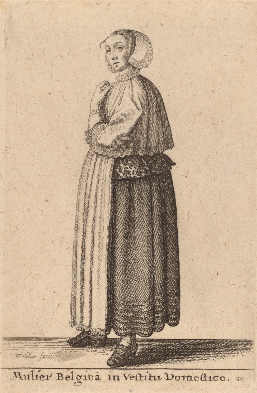 Mulier Belgica in Vestitu Domestico door Wenceslaus Hollar