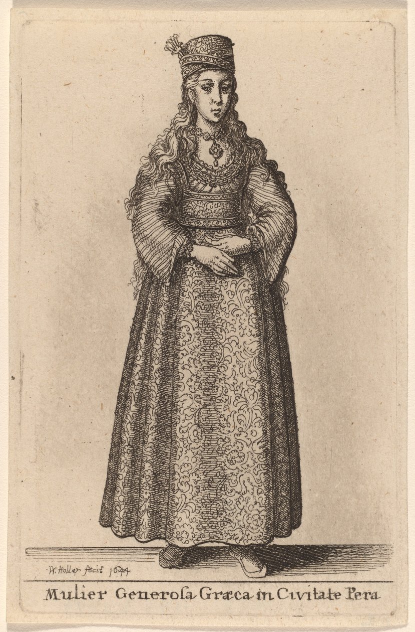 Mulier Generosa Graeca in Civitate Pera door Wenceslaus Hollar