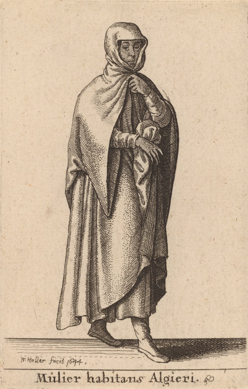 Mulier Habitans Algieri, 1644 door Wenceslaus Hollar