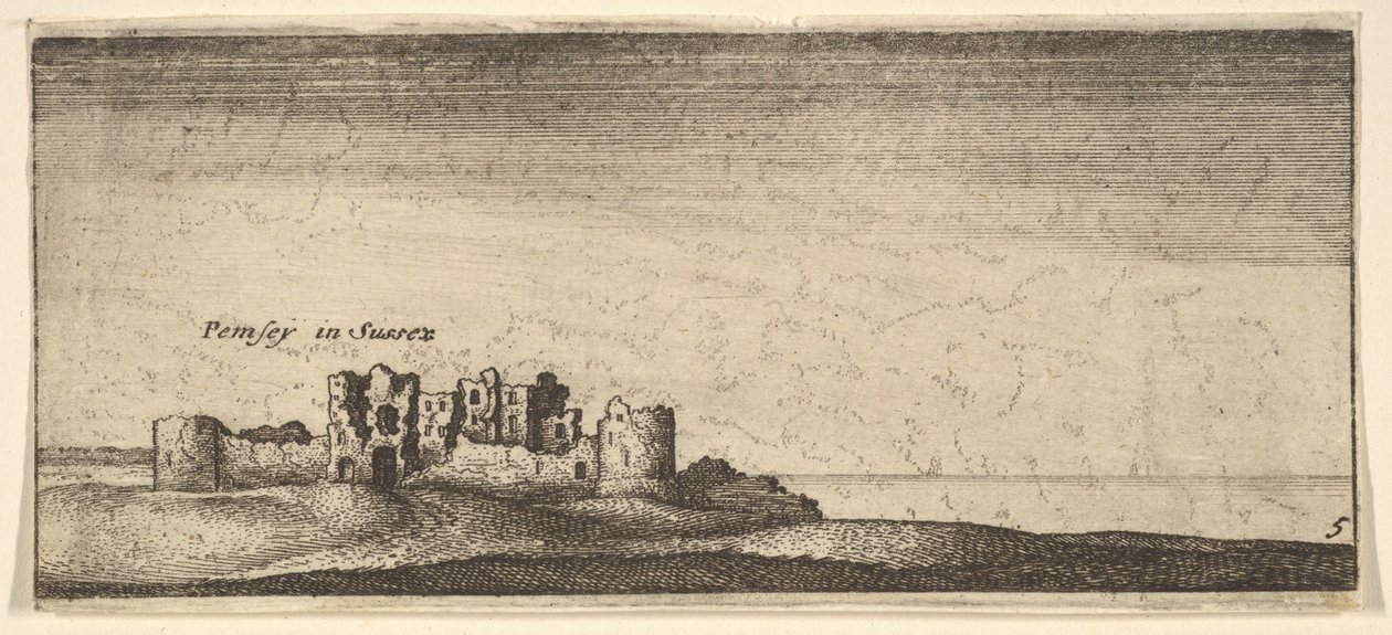 Kasteel van Pevensey, 1652-77 door Wenceslaus Hollar