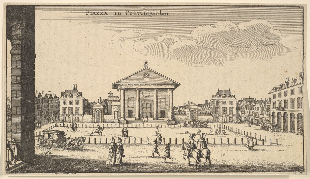 Piazza in Covent Garden, ca. 1647 door Wenceslaus Hollar