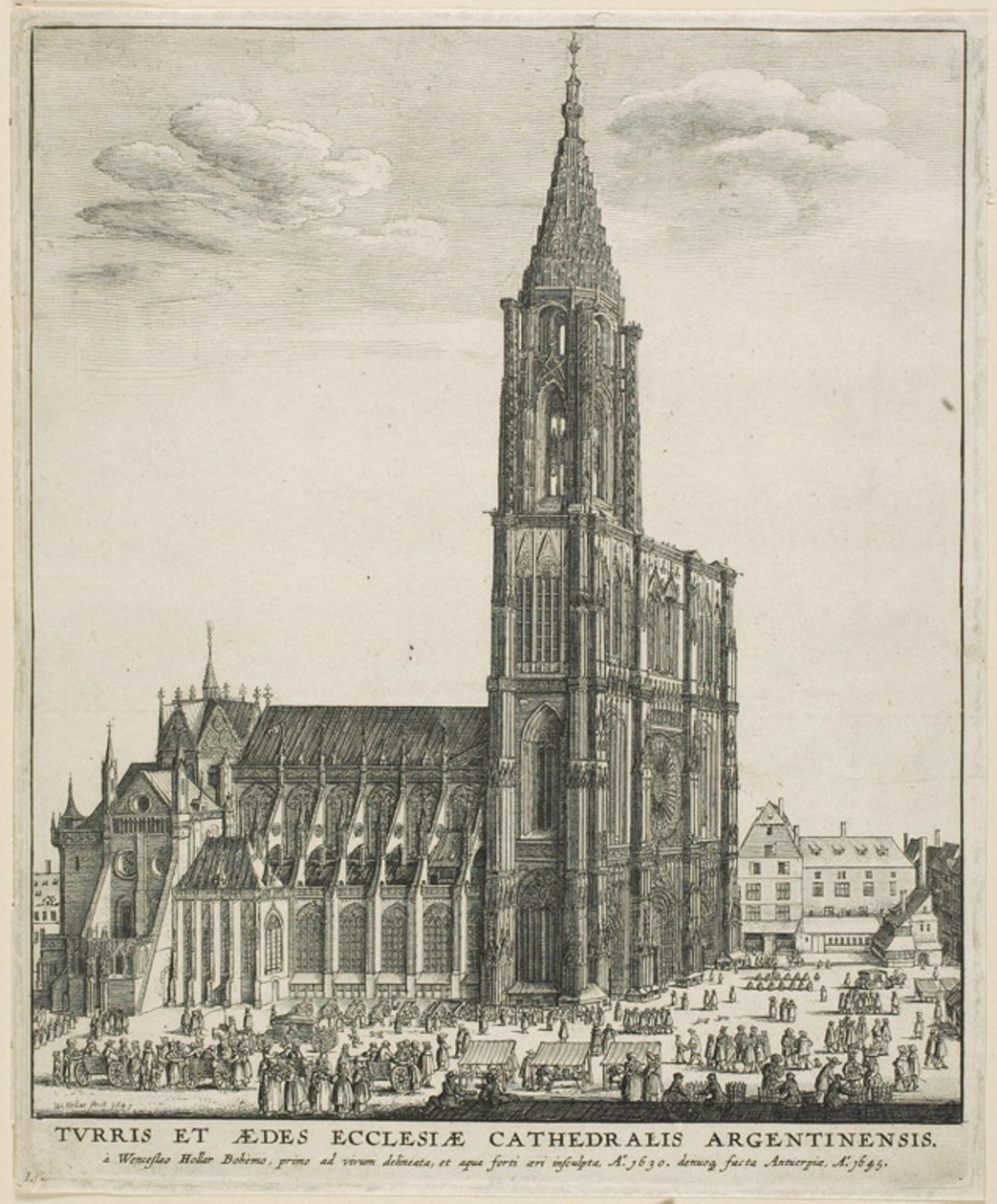 Kathedraal van Straatsburg door Wenceslaus Hollar