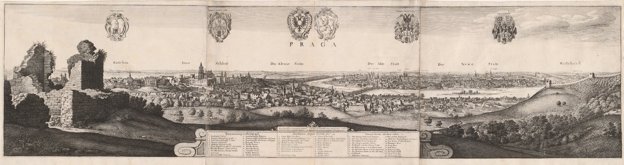 Het Grote Uitzicht op Praag door Wenceslaus Hollar