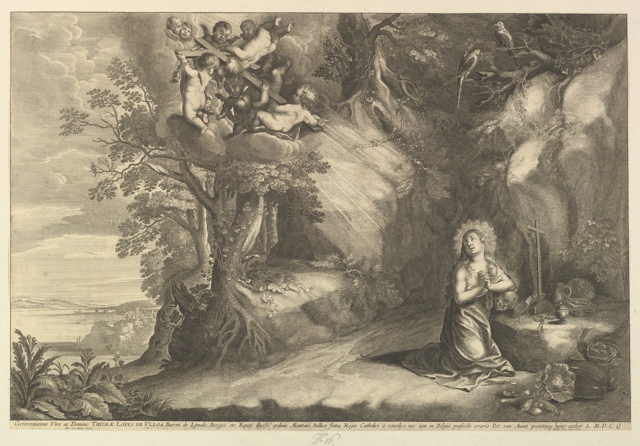 De Knielende Magdalena, 1625-77 door Wenceslaus Hollar