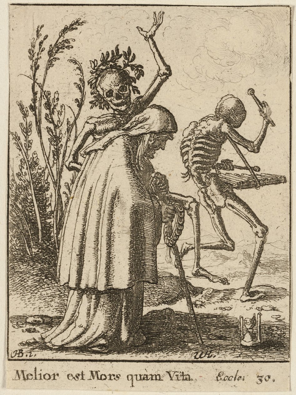 De oude vrouw en de dood door Wenceslaus Hollar